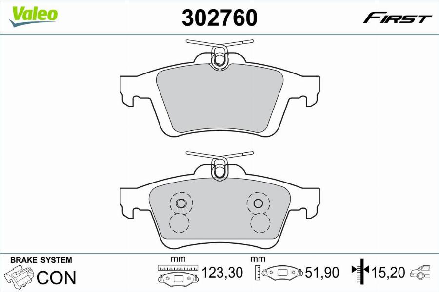 Valeo 302760 - Kit pastiglie freno, Freno a disco autozon.pro