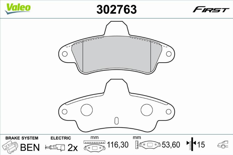 Valeo 302763 - Kit pastiglie freno, Freno a disco autozon.pro