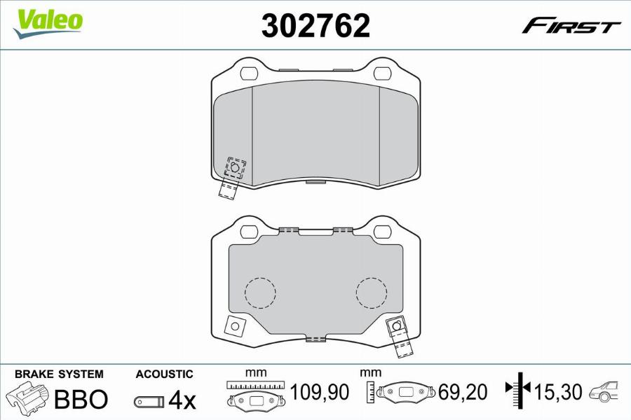 Valeo 302762 - Kit pastiglie freno, Freno a disco autozon.pro