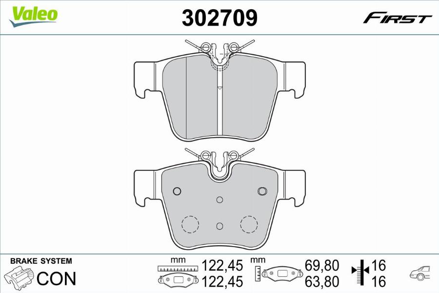 Valeo 302709 - Kit pastiglie freno, Freno a disco autozon.pro