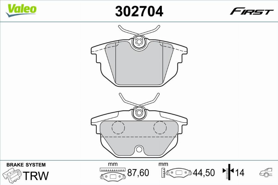 Valeo 302704 - Kit pastiglie freno, Freno a disco autozon.pro