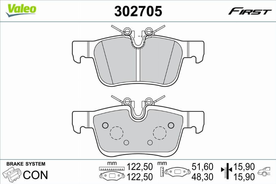 Valeo 302705 - Kit pastiglie freno, Freno a disco autozon.pro