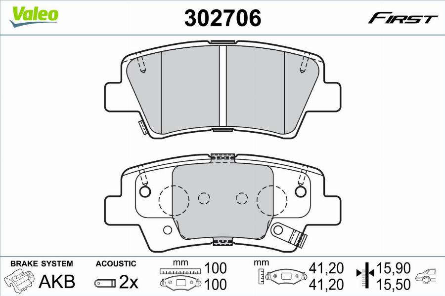 Valeo 302706 - Kit pastiglie freno, Freno a disco autozon.pro