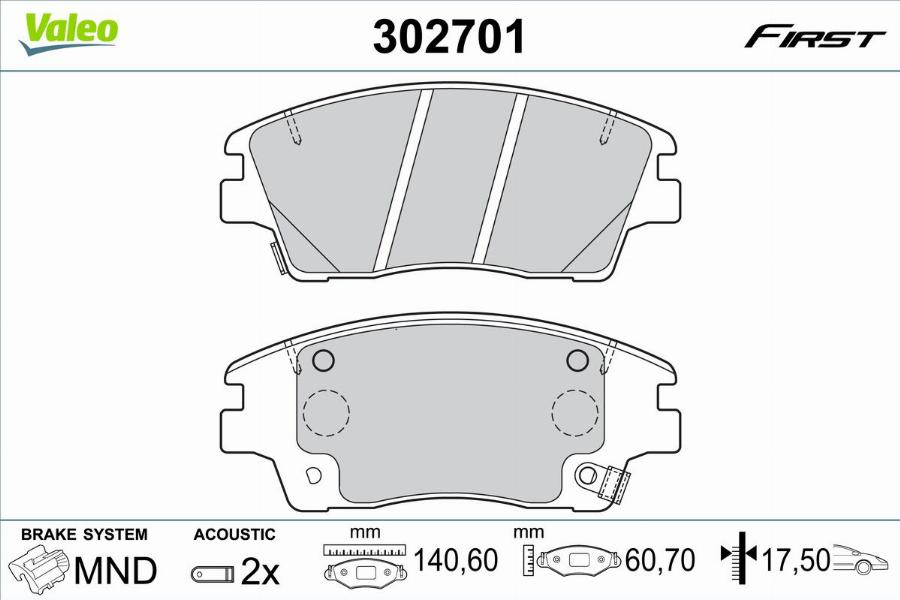 Valeo 302701 - Kit pastiglie freno, Freno a disco autozon.pro