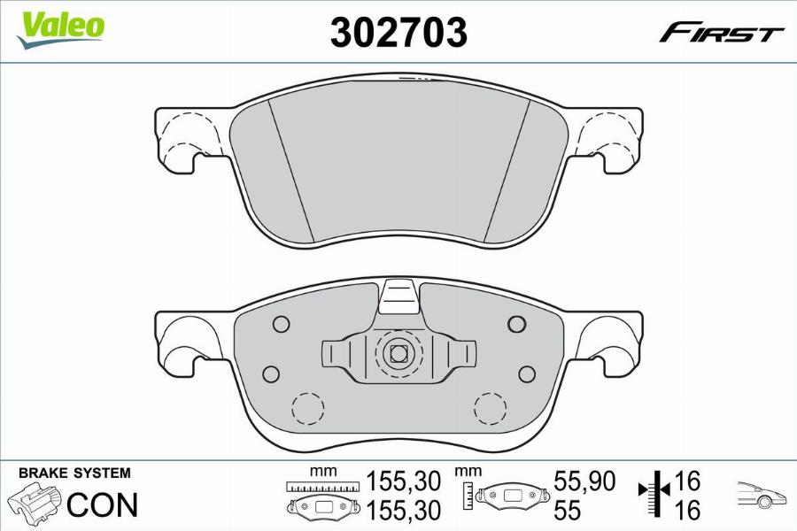 Valeo 302703 - Kit pastiglie freno, Freno a disco autozon.pro