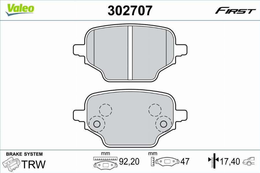 Valeo 302707 - Kit pastiglie freno, Freno a disco autozon.pro