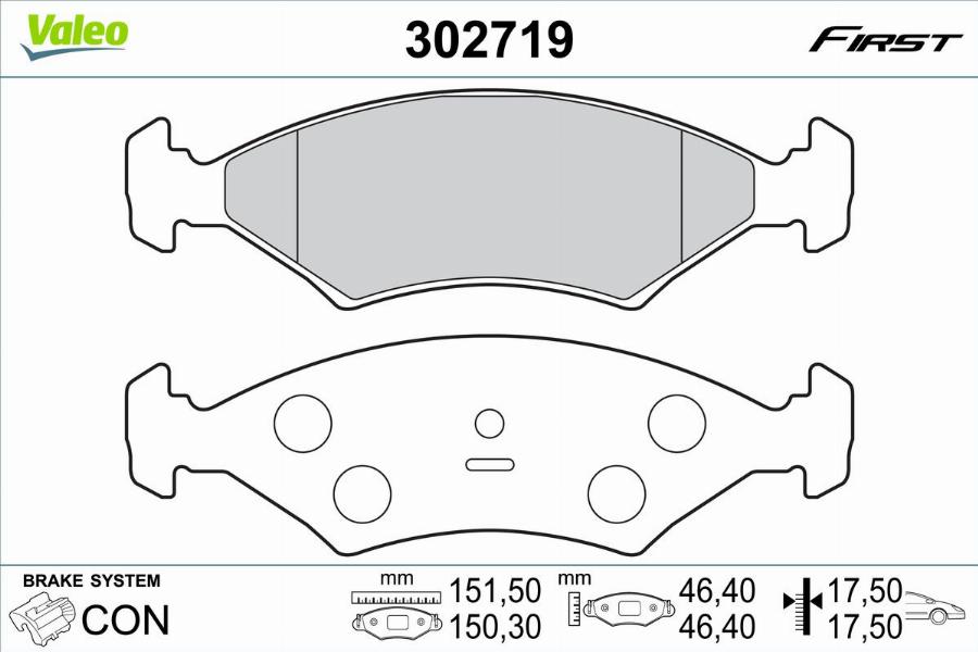 Valeo 302719 - Kit pastiglie freno, Freno a disco autozon.pro