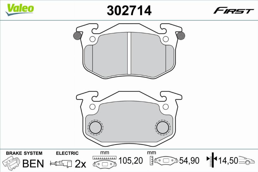 Valeo 302714 - Kit pastiglie freno, Freno a disco autozon.pro