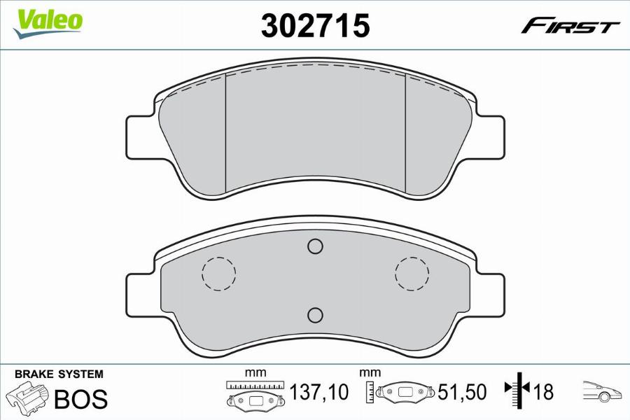 Valeo 302715 - Kit pastiglie freno, Freno a disco autozon.pro