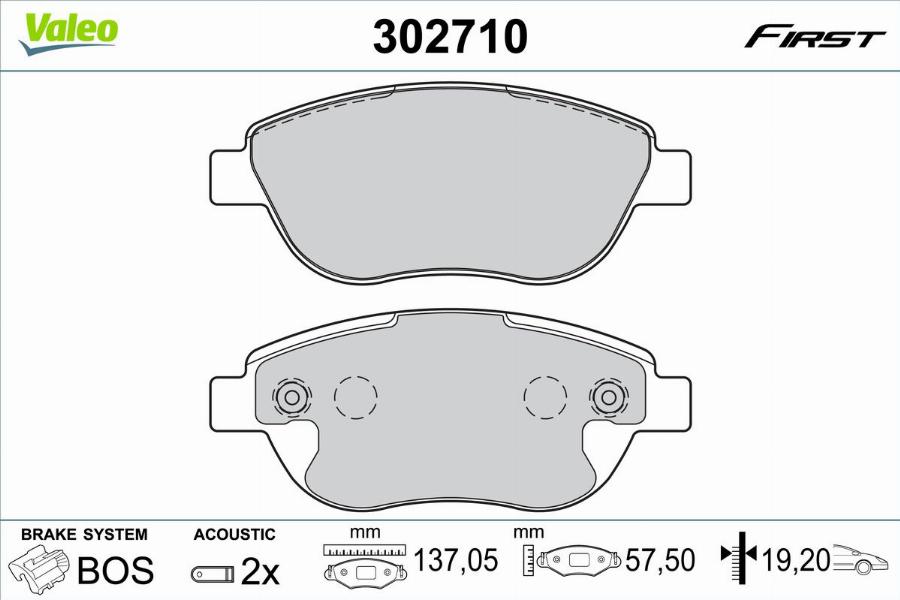 Valeo 302710 - Kit pastiglie freno, Freno a disco autozon.pro