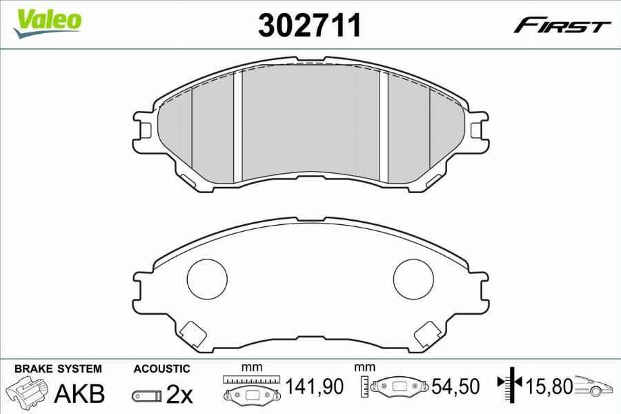 Valeo 302711 - Kit pastiglie freno, Freno a disco autozon.pro