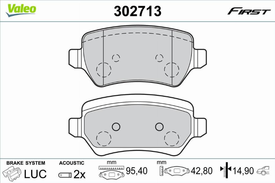 Valeo 302713 - Kit pastiglie freno, Freno a disco autozon.pro