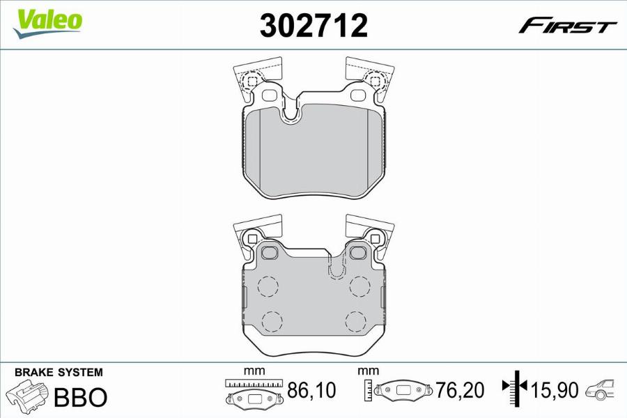 Valeo 302712 - Kit pastiglie freno, Freno a disco autozon.pro