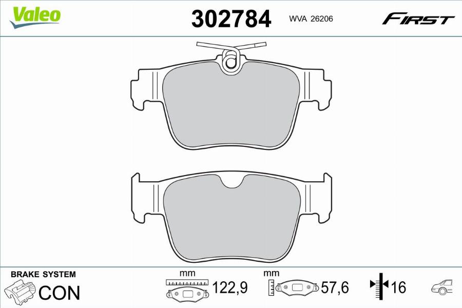 Valeo 302784 - Kit pastiglie freno, Freno a disco autozon.pro