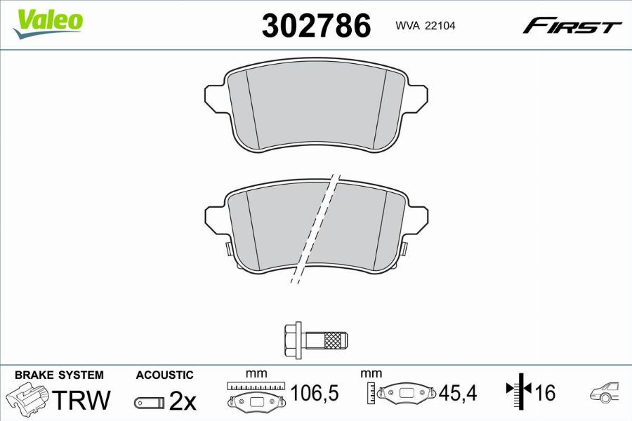 Valeo 302786 - Kit pastiglie freno, Freno a disco autozon.pro