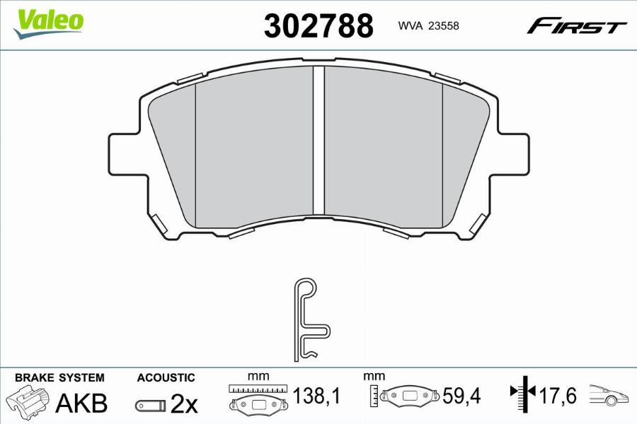 Valeo 302788 - Kit pastiglie freno, Freno a disco autozon.pro