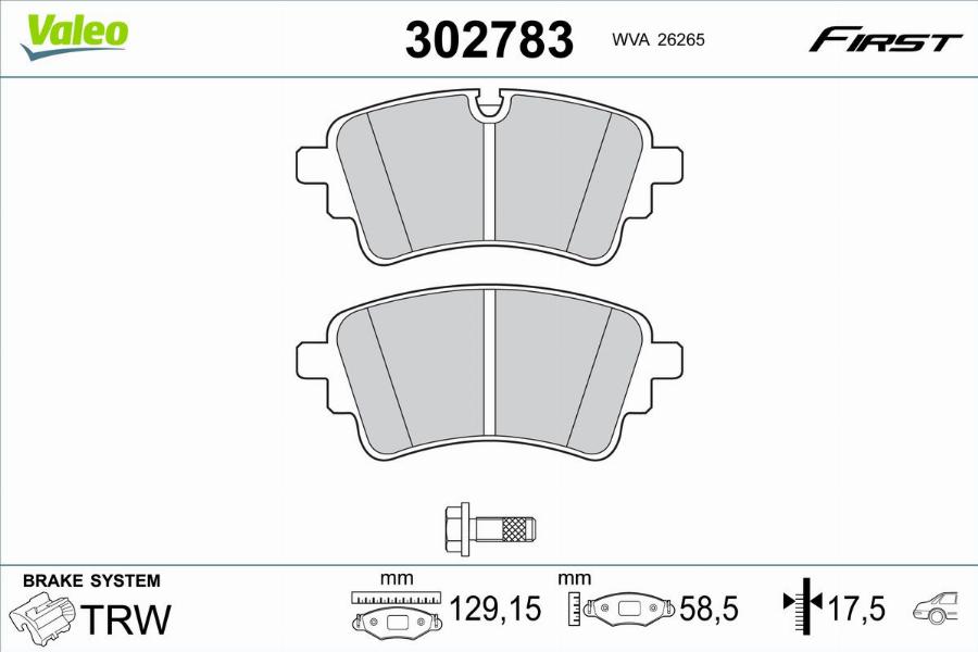 Valeo 302783 - Kit pastiglie freno, Freno a disco autozon.pro