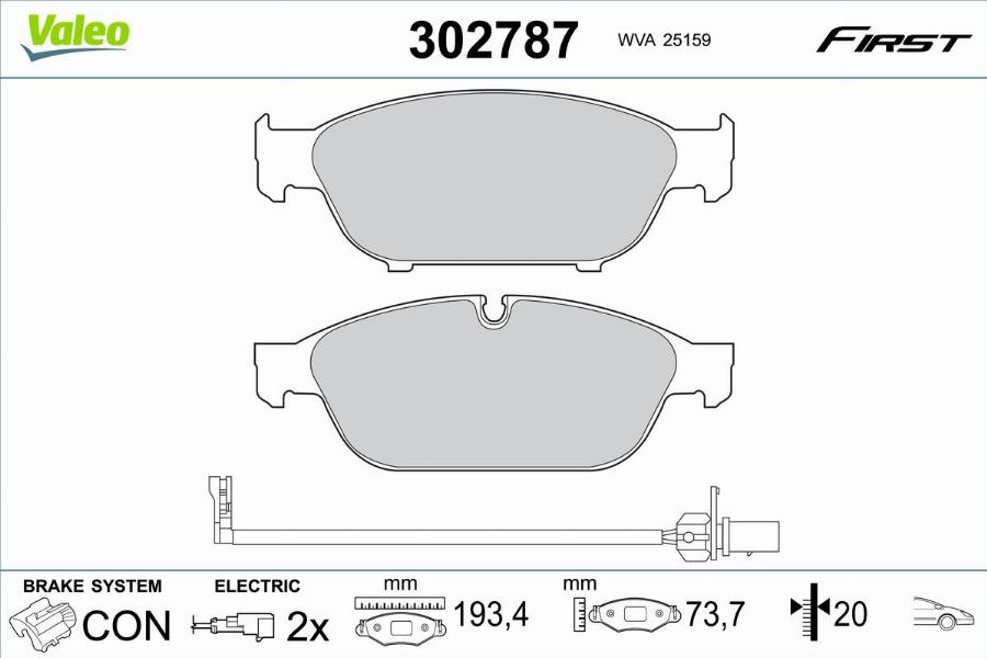 Valeo 302787 - Kit pastiglie freno, Freno a disco autozon.pro