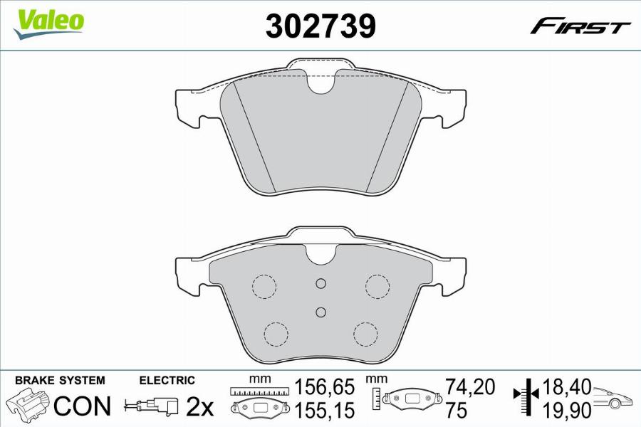 Valeo 302739 - Kit pastiglie freno, Freno a disco autozon.pro