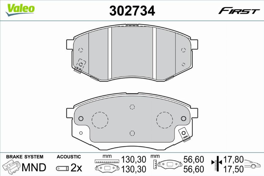 Valeo 302734 - Kit pastiglie freno, Freno a disco autozon.pro