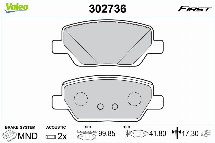 Valeo 302736 - Kit pastiglie freno, Freno a disco autozon.pro