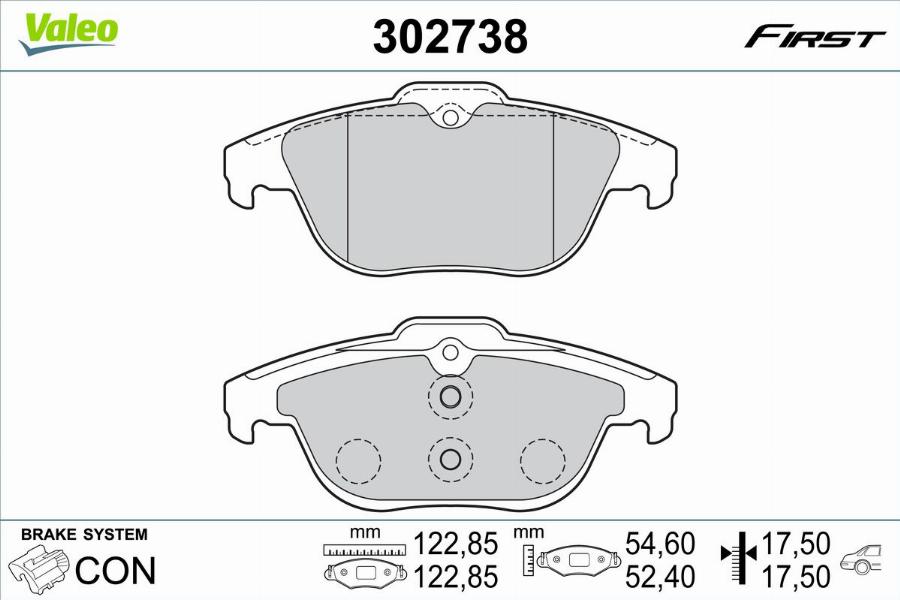 Valeo 302738 - Kit pastiglie freno, Freno a disco autozon.pro