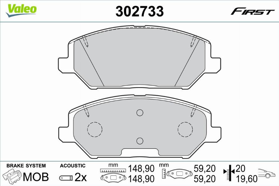 Valeo 302733 - Kit pastiglie freno, Freno a disco autozon.pro