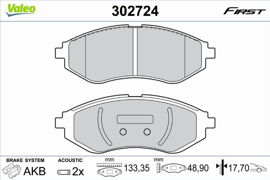 Valeo 302724 - Kit pastiglie freno, Freno a disco autozon.pro