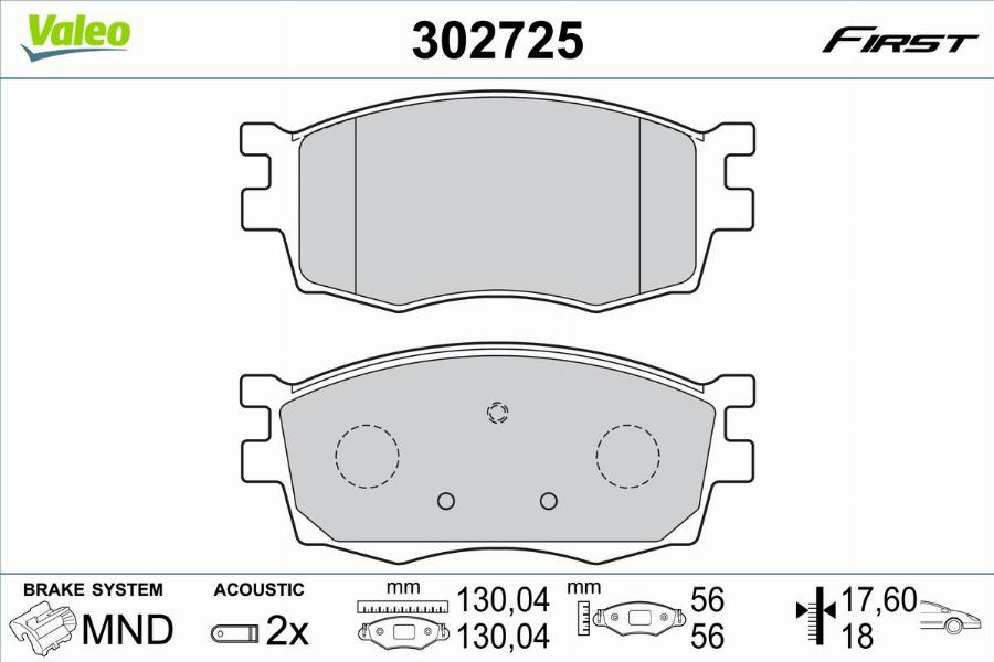 Valeo 302725 - Kit pastiglie freno, Freno a disco autozon.pro