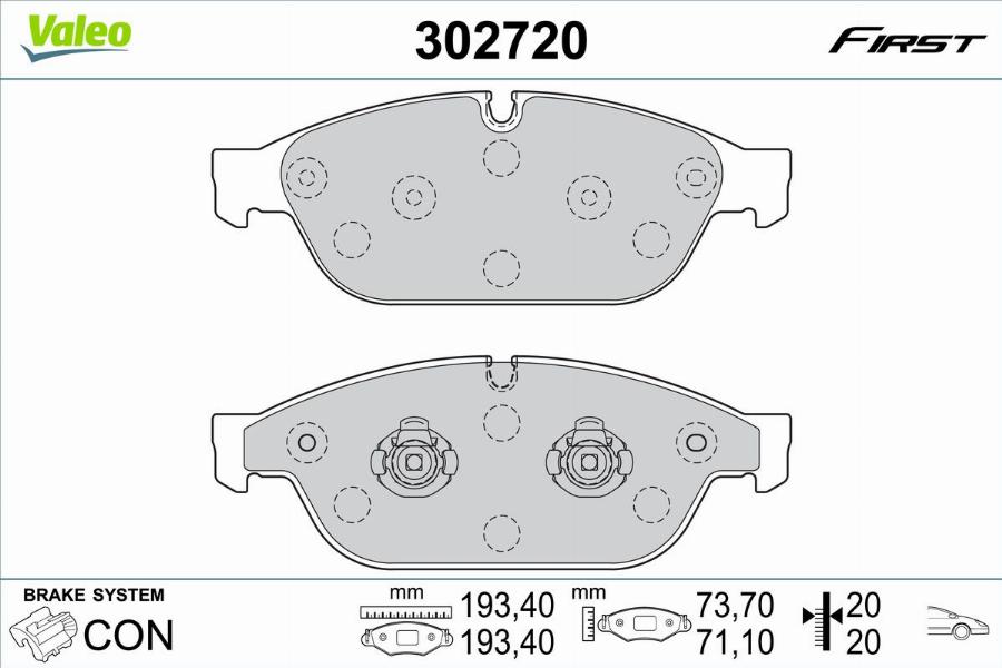 Valeo 302720 - Kit pastiglie freno, Freno a disco autozon.pro