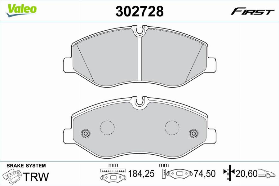 Valeo 302728 - Kit pastiglie freno, Freno a disco autozon.pro