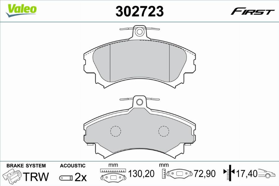 Valeo 302723 - Kit pastiglie freno, Freno a disco autozon.pro