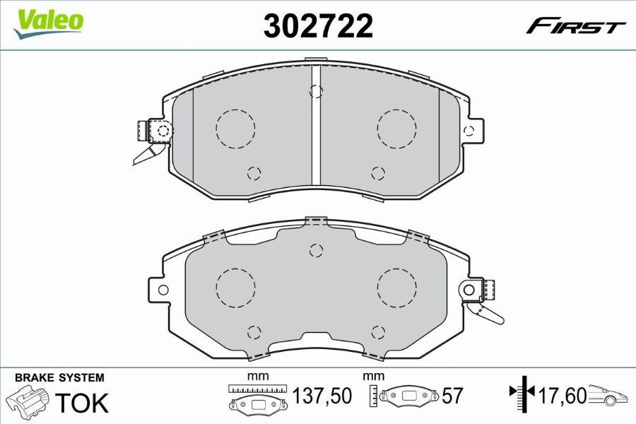 Valeo 302722 - Kit pastiglie freno, Freno a disco autozon.pro