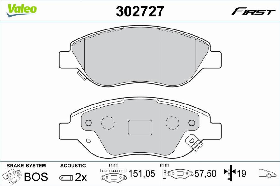 Valeo 302727 - Kit pastiglie freno, Freno a disco autozon.pro