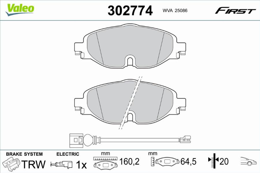 Valeo 302774 - Kit pastiglie freno, Freno a disco autozon.pro