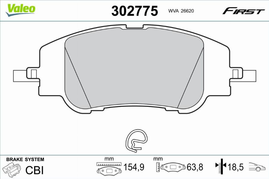 Valeo 302775 - Kit pastiglie freno, Freno a disco autozon.pro