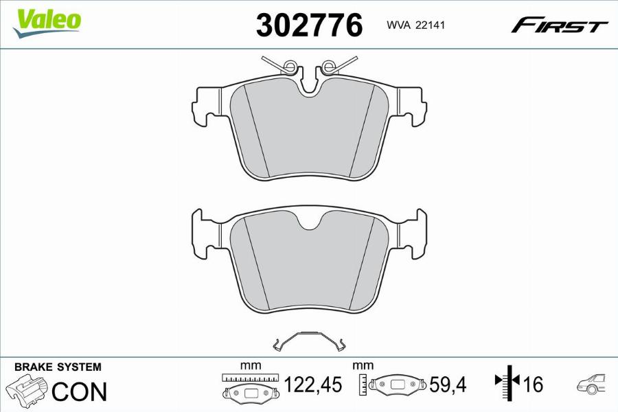 Valeo 302776 - Kit pastiglie freno, Freno a disco autozon.pro