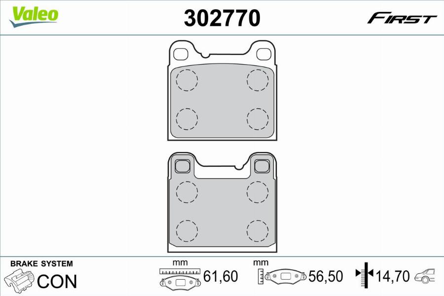 Valeo 302770 - Kit pastiglie freno, Freno a disco autozon.pro