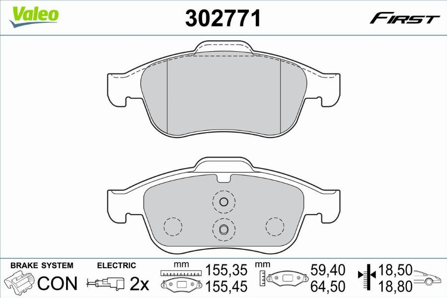 Valeo 302771 - Kit pastiglie freno, Freno a disco autozon.pro