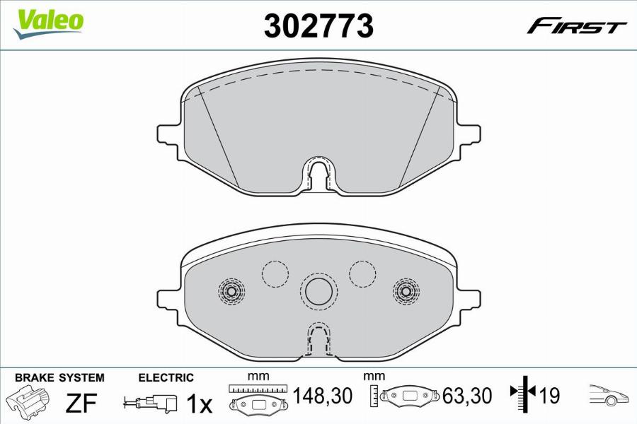 Valeo 302773 - Kit pastiglie freno, Freno a disco autozon.pro