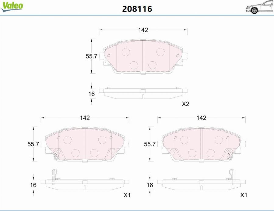 Valeo 208116 - Kit pastiglie freno, Freno a disco autozon.pro