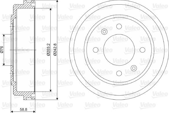 Valeo 237055 - Tamburo freno autozon.pro