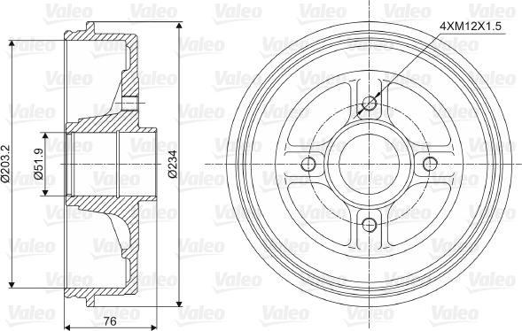 Valeo 237008 - Tamburo freno autozon.pro