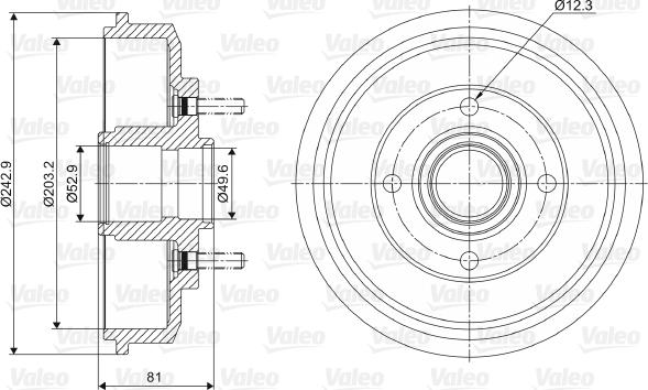 Valeo 237012 - Tamburo freno autozon.pro