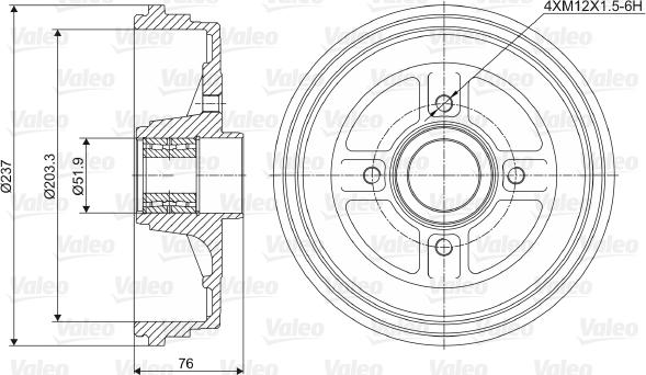 Valeo 237034 - Tamburo freno autozon.pro