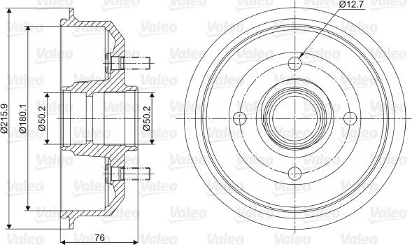 Valeo 237032 - Tamburo freno autozon.pro