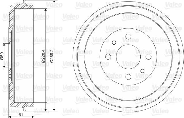 Valeo 237037 - Tamburo freno autozon.pro