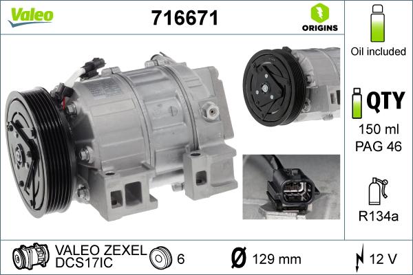 Valeo 716671 - Compressore, Climatizzatore autozon.pro