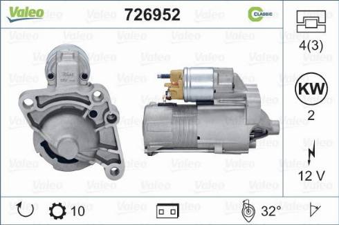 Valeo 726952 - Motorino d'avviamento autozon.pro