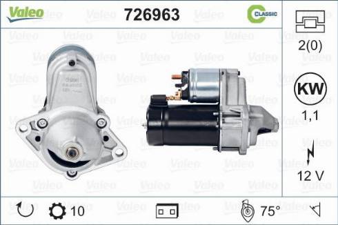 Valeo 726963 - Motorino d'avviamento autozon.pro